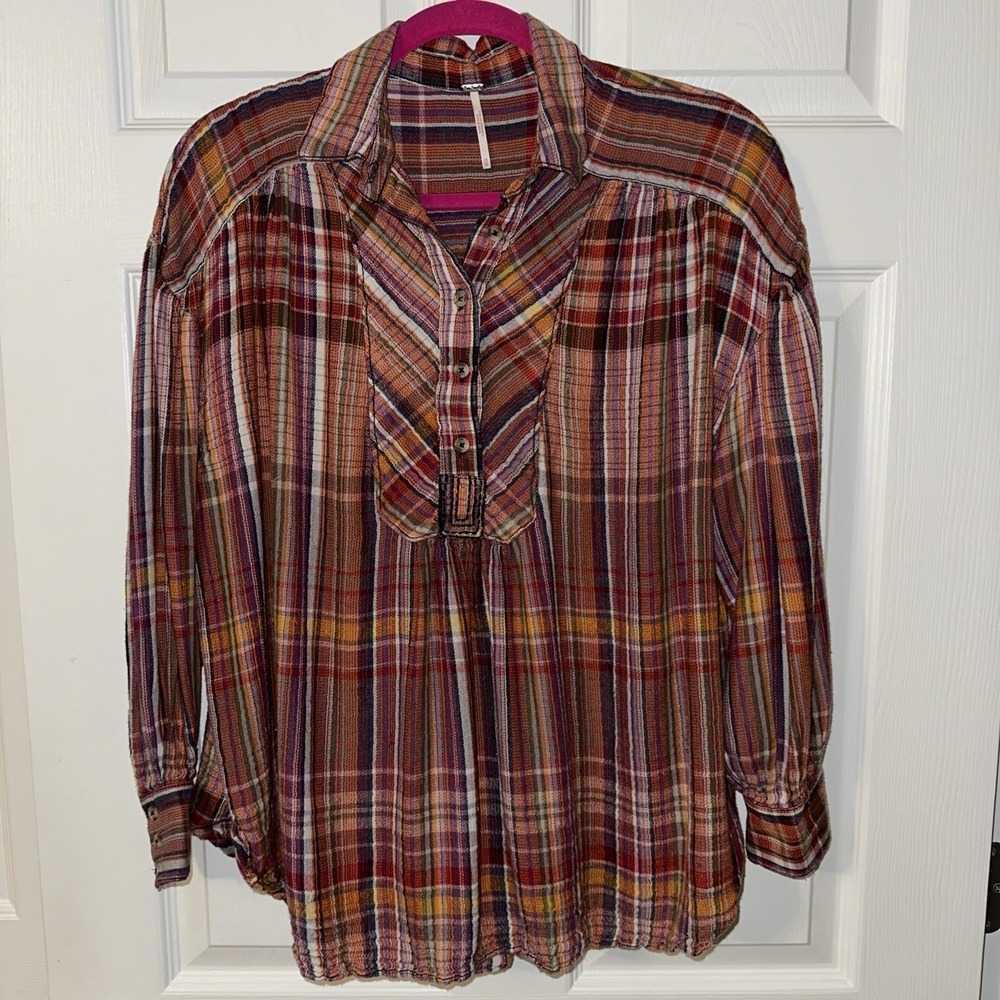 Free People XS  Oversized Blouse 3/4 Sleeves